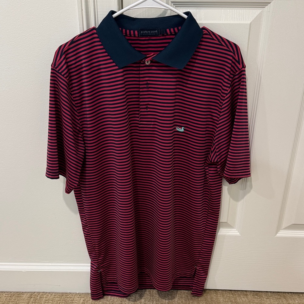 Southern Tide Polo - Navy and Red Stripes